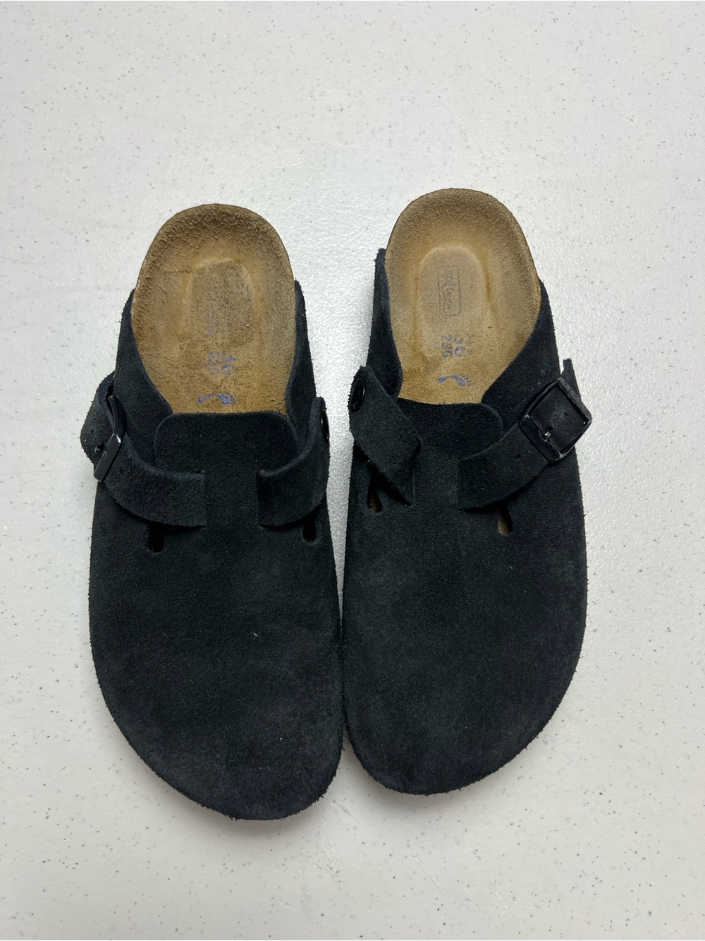 Birkenstock Boston Black Suede Soft footbed Leather Clog 36
